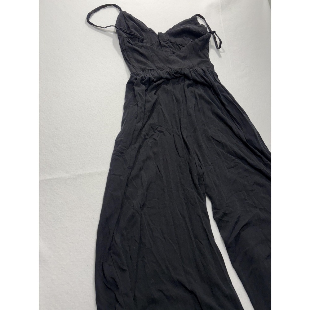 Intimately Free People Jumpsuit Womens XS Black V Neck Wide Leg Strappy Rayon - Picture 10 of 11